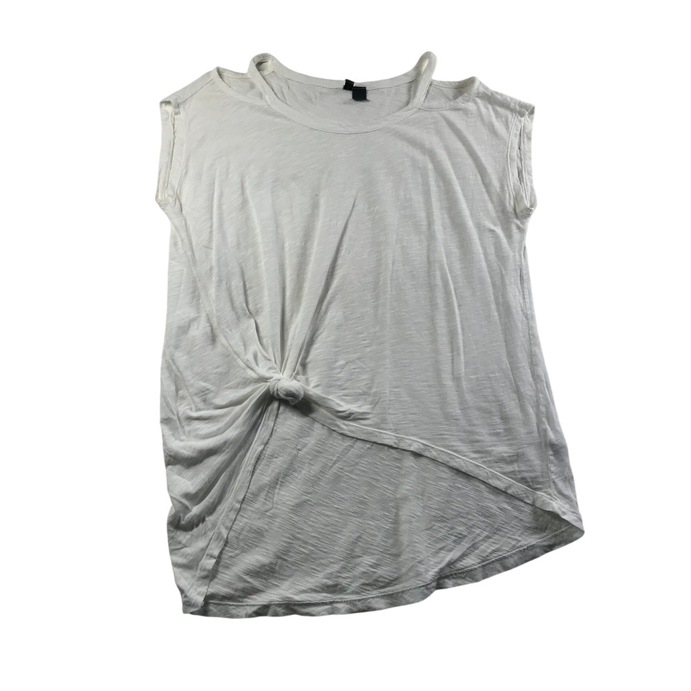 Left of Center White Cotton Slub Side Knot Cold Shoulder Top 381846 Womens S